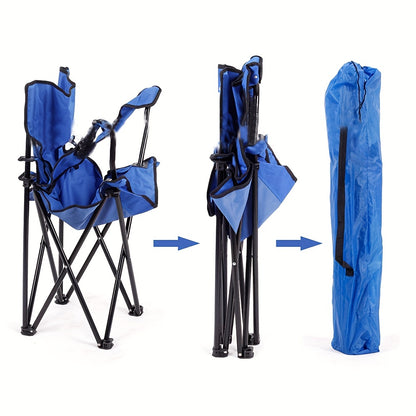 2pcs Camping Chairs, Portable, Outdoor with Drink Holder for Beach, BBQ, Fishing, Camping