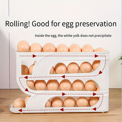 Modern 3-Tier Sliding Egg Holder Anti-Fall Refrigerator Side Door Storage Rack for Kitchen Organization