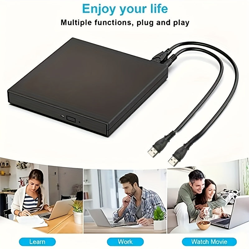 External CD DVD Drive, USB 2.0 Slim Protable External CD-RW Drive DVD-RW Burner Writer Player For Laptop Notebook PC Desktop Computer