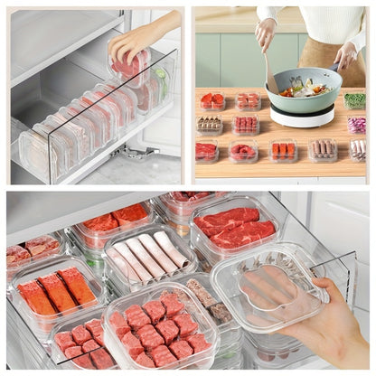 Storage Boxes Set of 5, Stackable Clear Food Storage Container with Lid, Portable Leakproof Sealed Box, for Meat, Fruits and Vegetables, Kitchen Organizers and Storage