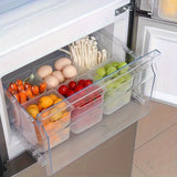 Bacs de rangement 3 pièces en PP transparents pour réfrigérateur, réutilisable et durable pour fruits, légumes, œufs et viande.