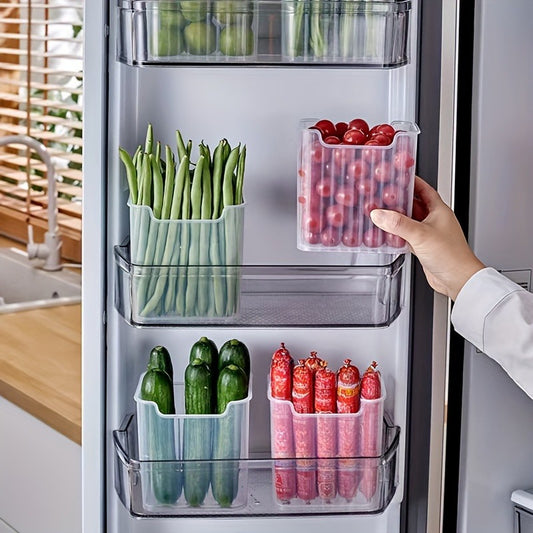 3 Pieces Clear PP Refrigerator Storage Bins, Reusable and Durable for Fruits, Vegetables, Eggs and Meat.