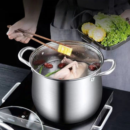 Stainless steel raised soup pot, electromagnetic cooker, universal gas cooker