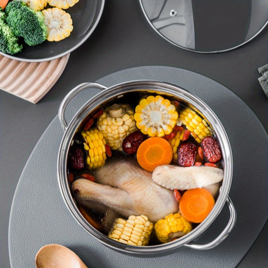 Stainless steel raised soup pot, electromagnetic cooker, universal gas cooker