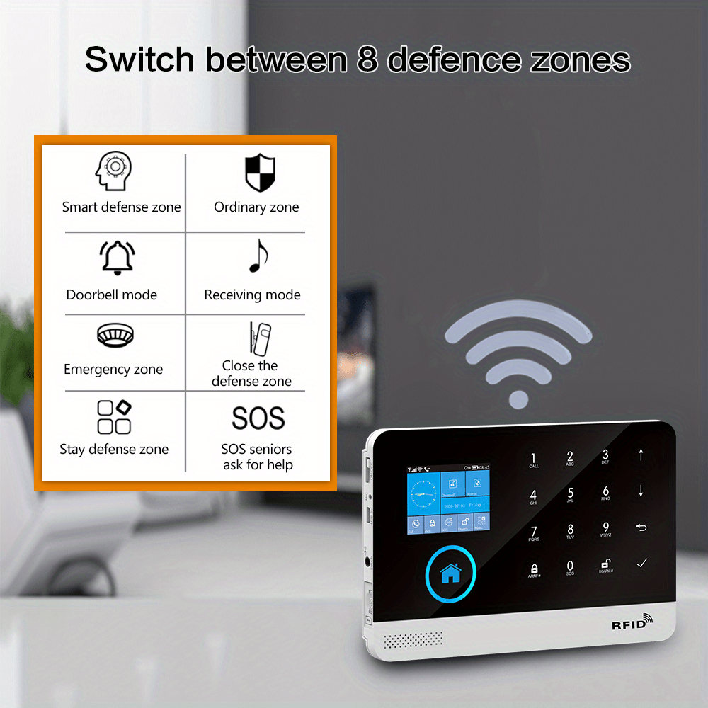 GSM Wifi Wireless Alarm System Smart Home Child Safety Home Anti-theft System Smart Life App Control Works with ALexa Motion Detector Door and Window Sensor Remote Control RFID Keypad Siren for Residential Apartment Office