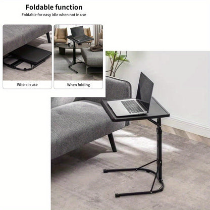 Folding computer side table, height adjustable, easy to store and carry, maximum load: 20KG