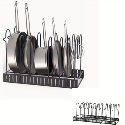 18*18*30-58cm Iron 10 Tier Telescopic Pot Rack, Multi-functional Kitchen Pot Rack, Pot Lid Rack Cabinet, Inside Kitchenware Storage, Put Pot Rack, Countertop Dish Rack