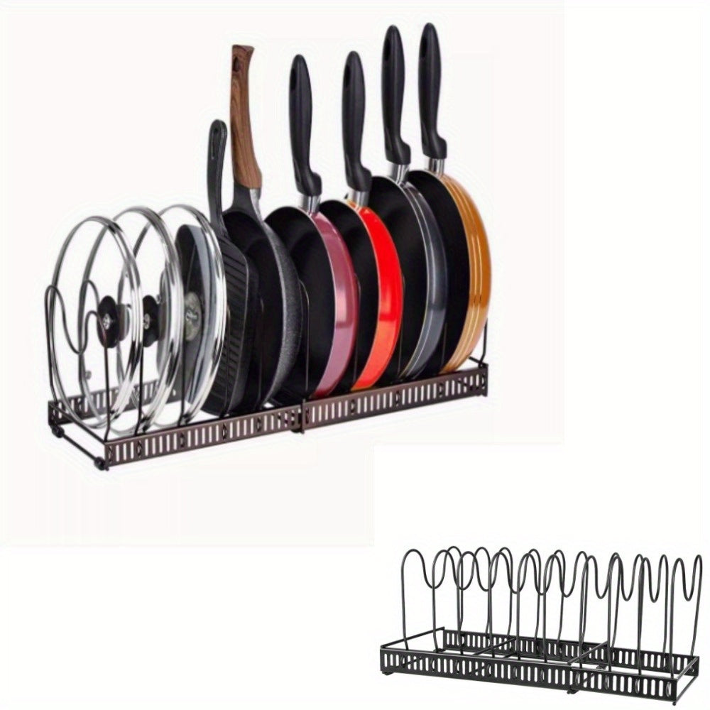 18*18*30-58cm Iron 10 Tier Telescopic Pot Rack, Multi-functional Kitchen Pot Rack, Pot Lid Rack Cabinet, Inside Kitchenware Storage, Put Pot Rack, Countertop Dish Rack