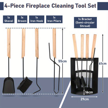 Ensemble d'outils de nettoyage de cheminée de 4 pièces, résistantes à la chaleur