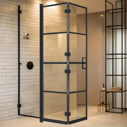 Foldable Shower Cabin 84 cm Adjustable Black Space Saving Design Modern Bathroom Fixture