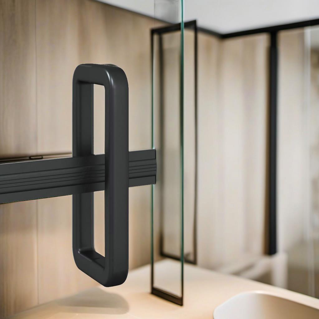 Foldable Shower Cabin 84 cm Adjustable Black Space Saving Design Modern Bathroom Fixture