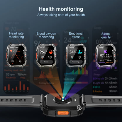 Blackview Reloj inteligente para hombres, batería de 100 días (recepción/esfera), reloj táctico deportivo HD+ de 2,01 pulgadas con linterna, brújula, 100 modos deportivos, monitoreo del sueño, iPhone/Android