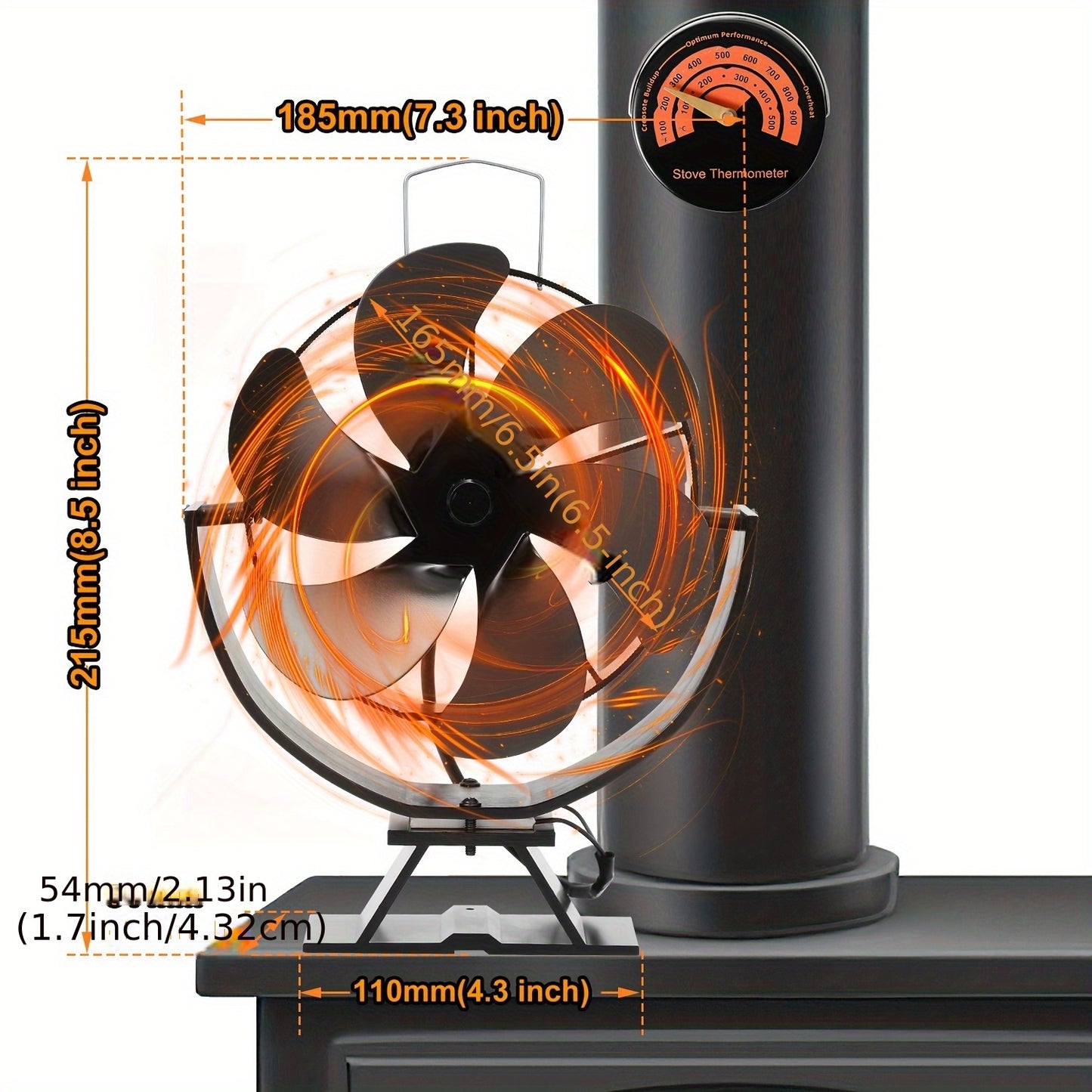 Ventilateur à 6/8 pales pour poêles à bois, efficace et silencieux, aucune alimentation électrique nécessaire