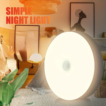 Human Sensing LED Night Light Hallway Wardrobe Bedroom Bedside Sensor Circular Light