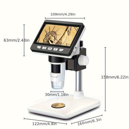 4.3" LCD Digital Microscope 1000X, Coin Microscope, 1080P USB Coin Magnifier for Error Coins with 8 Adjustable LED Lights, PC View