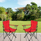 2pcs Camping Chairs, Portable, Outdoor with Drink Holder for Beach, BBQ, Fishing, Camping