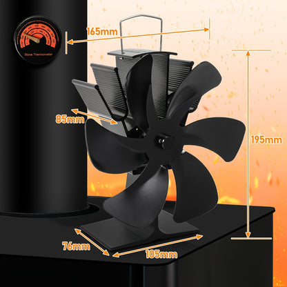Ventilateur à 6/8 pales pour poêles à bois, efficace et silencieux, aucune alimentation électrique nécessaire