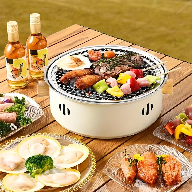 Portable Charcoal Barbecue Grill, Made of Stainless Steel, Ideal for Outdoor Camping.