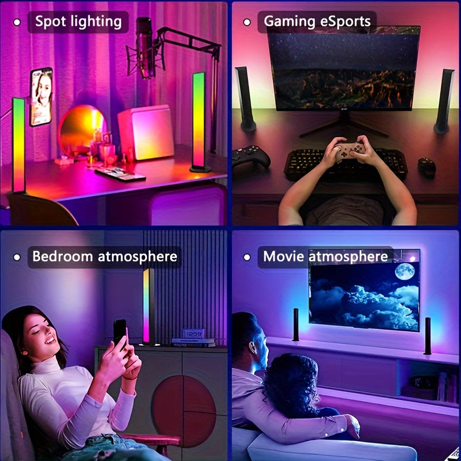 2 Pieces Smart LED Light Bars, RGB Night Light with Remote and App Control, Music Sync Backlight