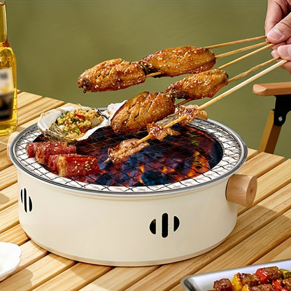 Portable Charcoal Barbecue Grill, Made of Stainless Steel, Ideal for Outdoor Camping.