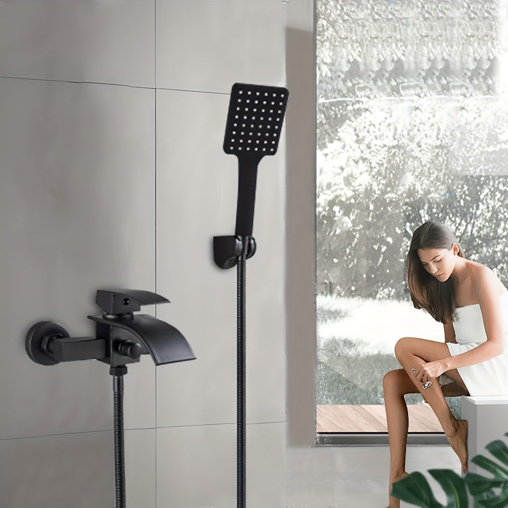 Shower Set Rain Shower Bath Faucet With Hand Shower And Faucet Shower Wall Mounted Shower Faucet Black Mixer Shower