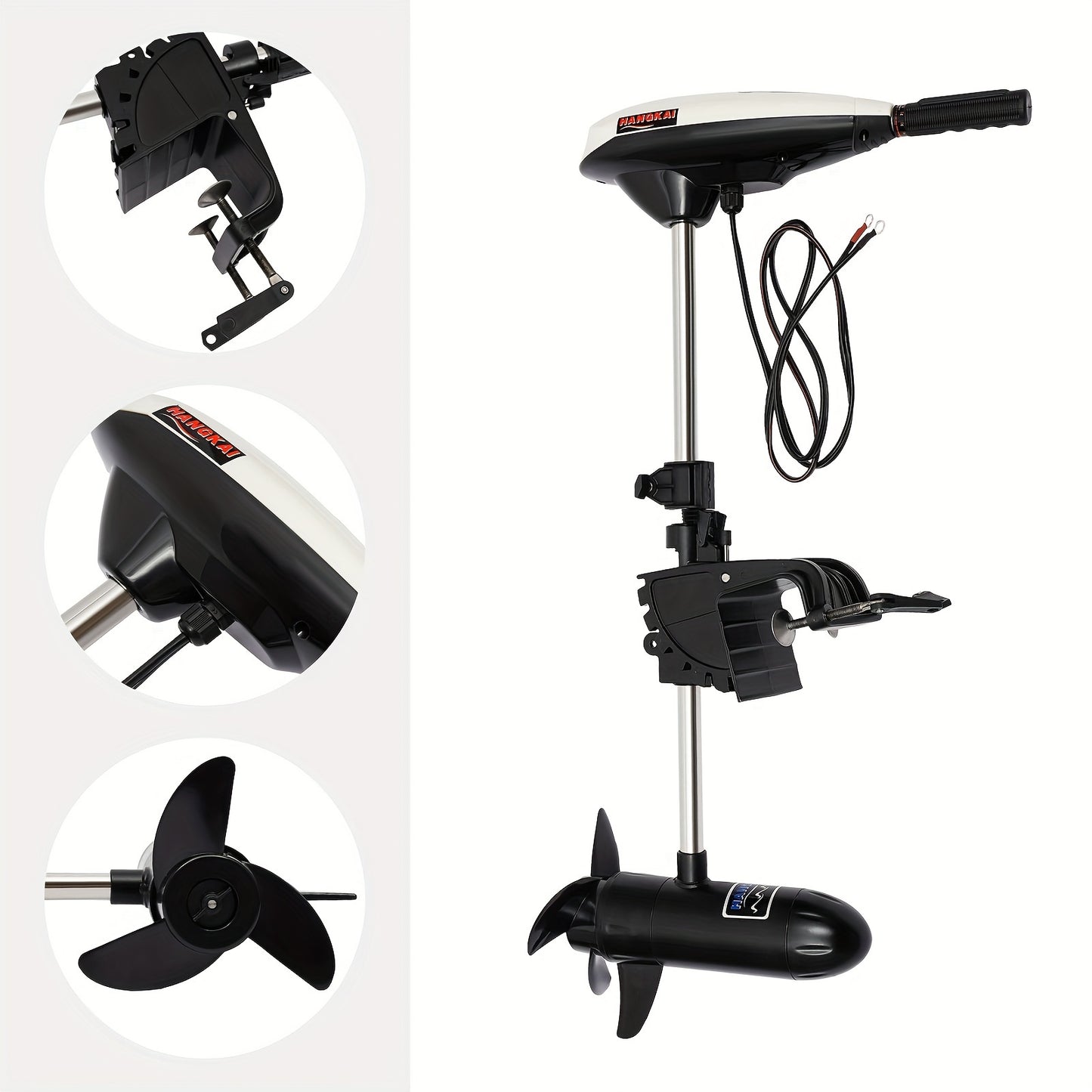 660W Speed&Tilting Angle Adjustable Electric Outboard Motor 66lbs Thrust Electric Outboard Trolling Motor 1420R/min Marine Boat Engine w/Telescopic Control Handle