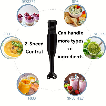 Electric Immersion Hand Blender (Black) for Purees, Smoothies, Shakes, Ivory, Soups, Sauces, Baby Food.