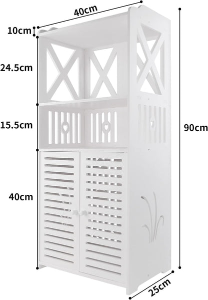 PVC bathroom cabinet with 1 door, storage furniture for bathroom, hallway, 90 x 40 x 25 cm