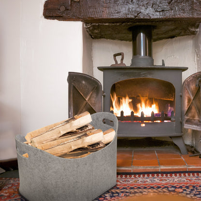 2x Panier à bois de chauffage en feutre Gris/gris foncé pliante. Max 50kg de Bois de chauffage, ou Panier de rangement, ou Panier à linge.