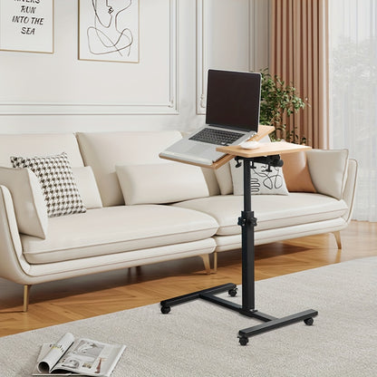 Laptop Desk, Height Adjustable Side Table (58-90) Tilt Table, Overbed Desk With 4 Casters For Home Office Computer Desk