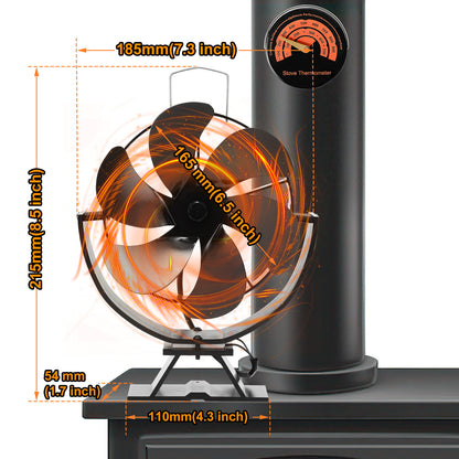 Ventilateur de cheminée à 6 pales, alimenté par la chaleur de poêle à bois, ventilateurs écologiques