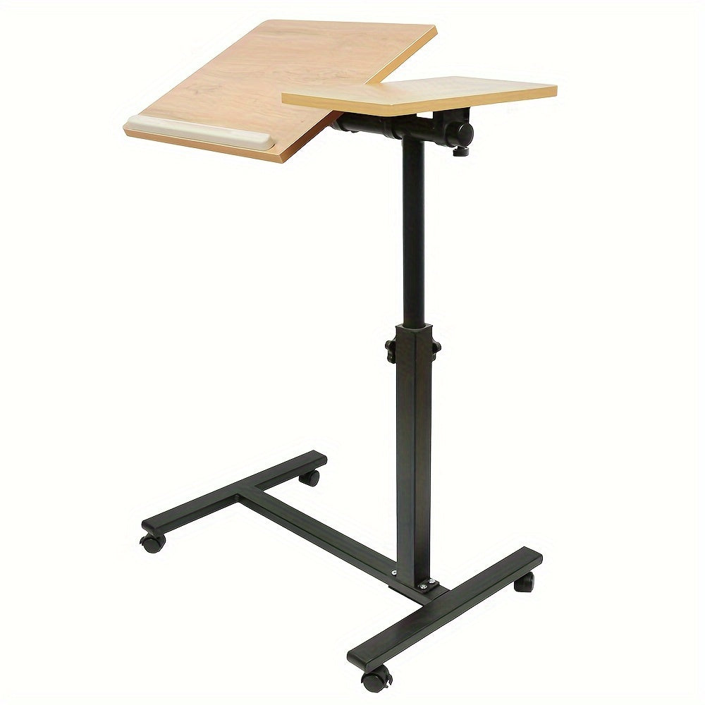 Laptop Desk, Height Adjustable Side Table (58-90) Tilt Table, Overbed Desk With 4 Casters For Home Office Computer Desk