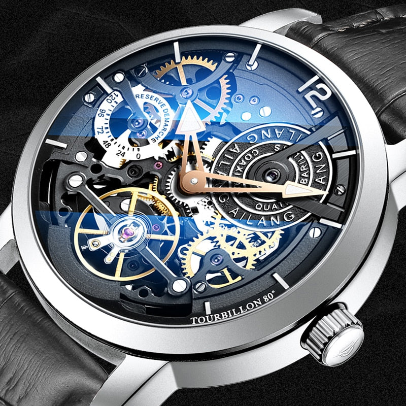AILANG Watch Men's Automatic Mechanical Watch Fashion Trendy Waterproof  Night Hollow Flywheel Watch – лучшие товары в онлайн-магазине Джум Гик