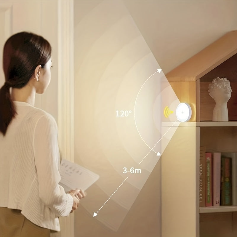 Human Sensing LED Night Light Hallway Wardrobe Bedroom Bedside Sensor Circular Light