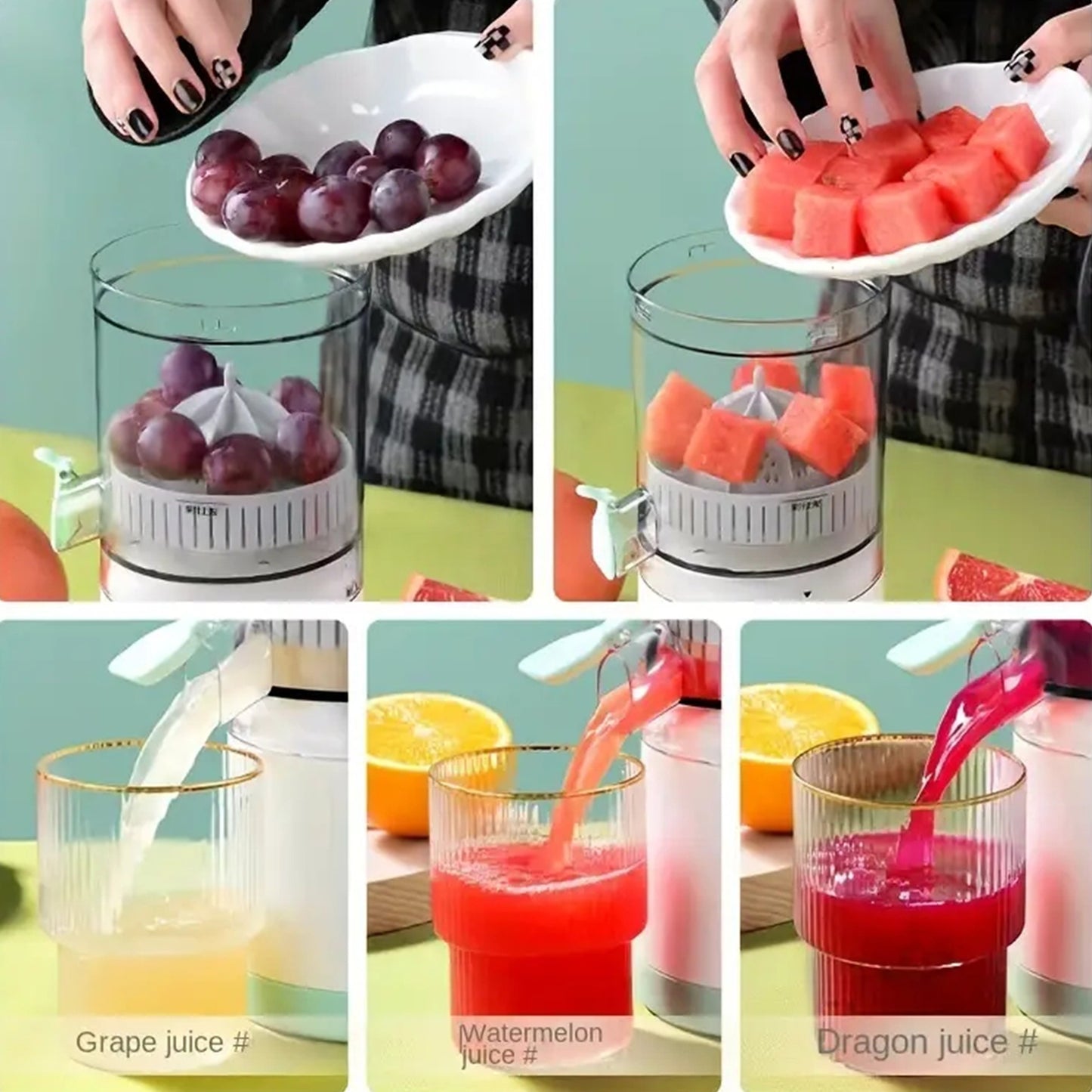 Portable Juicer with USB Charging, Mini Cordless Juice Extractor for Fresh Fruit Juice.