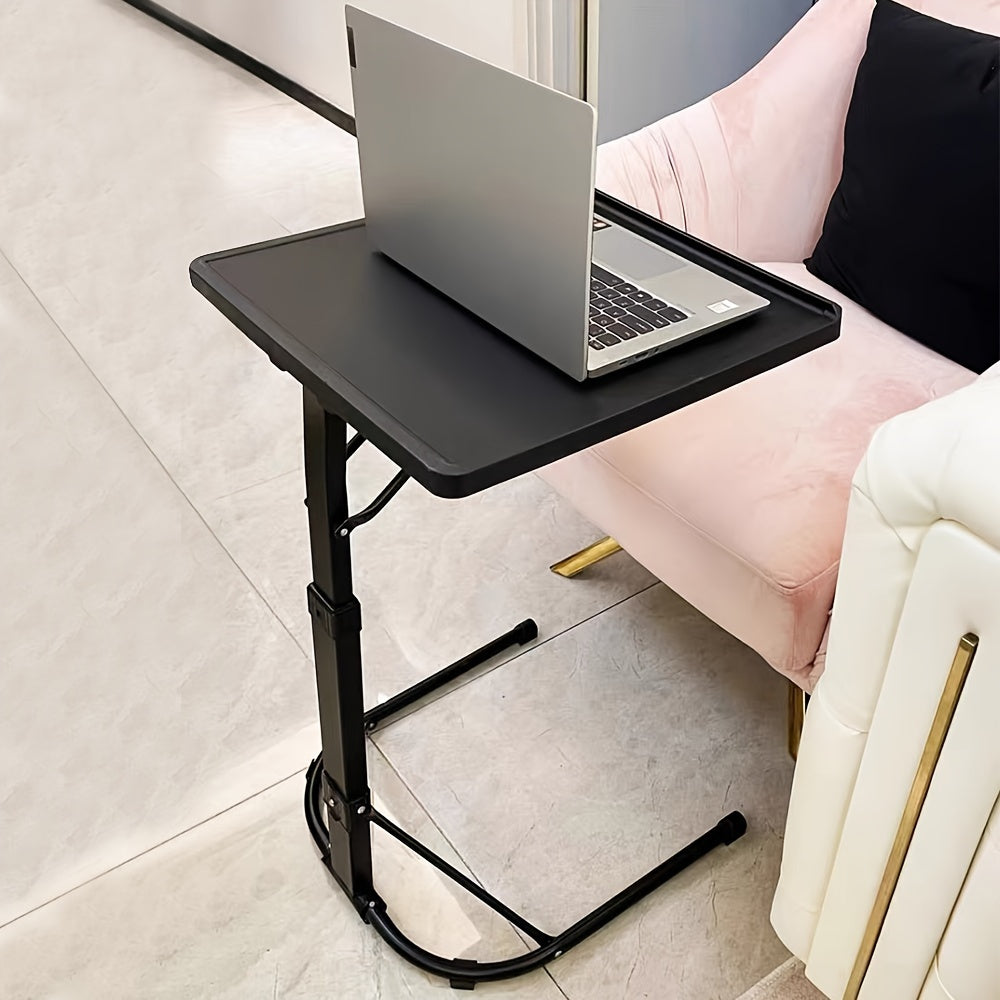 Laptop table, height adjustable table, bedside table, space-saving foldable storage, suitable for indoor and outdoor use, black