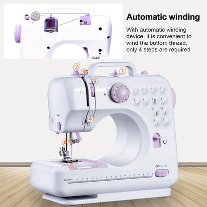 Electric Sewing Machine, 505A 12 Stitches Mini Household Double Thread Sewing Machine EU 220 V For Professional Beginners DIY Enthusiasts Sewing Machine