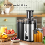 500W Stainless Steel Centrifugal Juicer Extractor with 3" Wide Mouth Feed Chute for Fruits and Vegetables, Easy to Clean, BPA Free