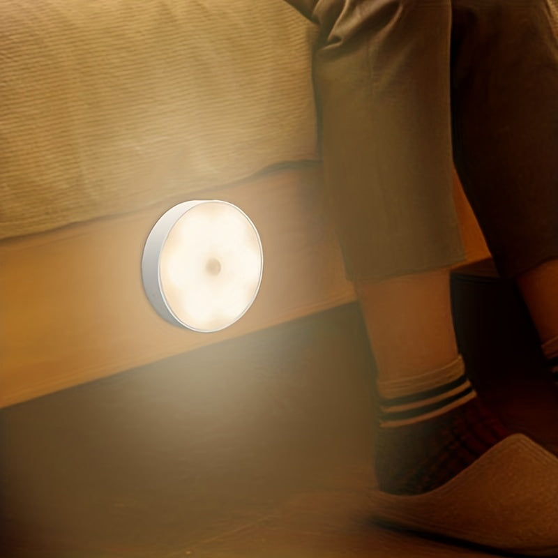 Human Sensing LED Night Light Hallway Wardrobe Bedroom Bedside Sensor Circular Light