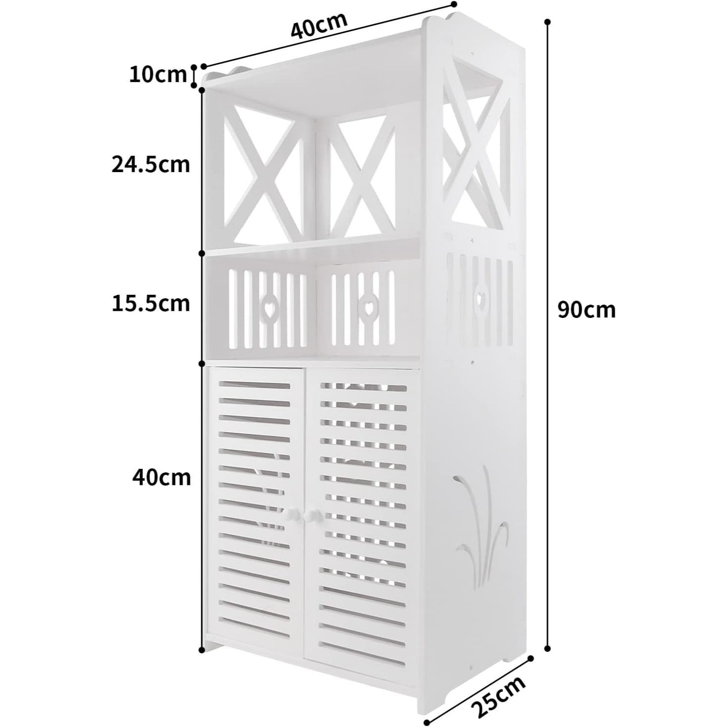 PVC bathroom cabinet with 1 door, storage furniture for bathroom, hallway, 90 x 40 x 25 cm