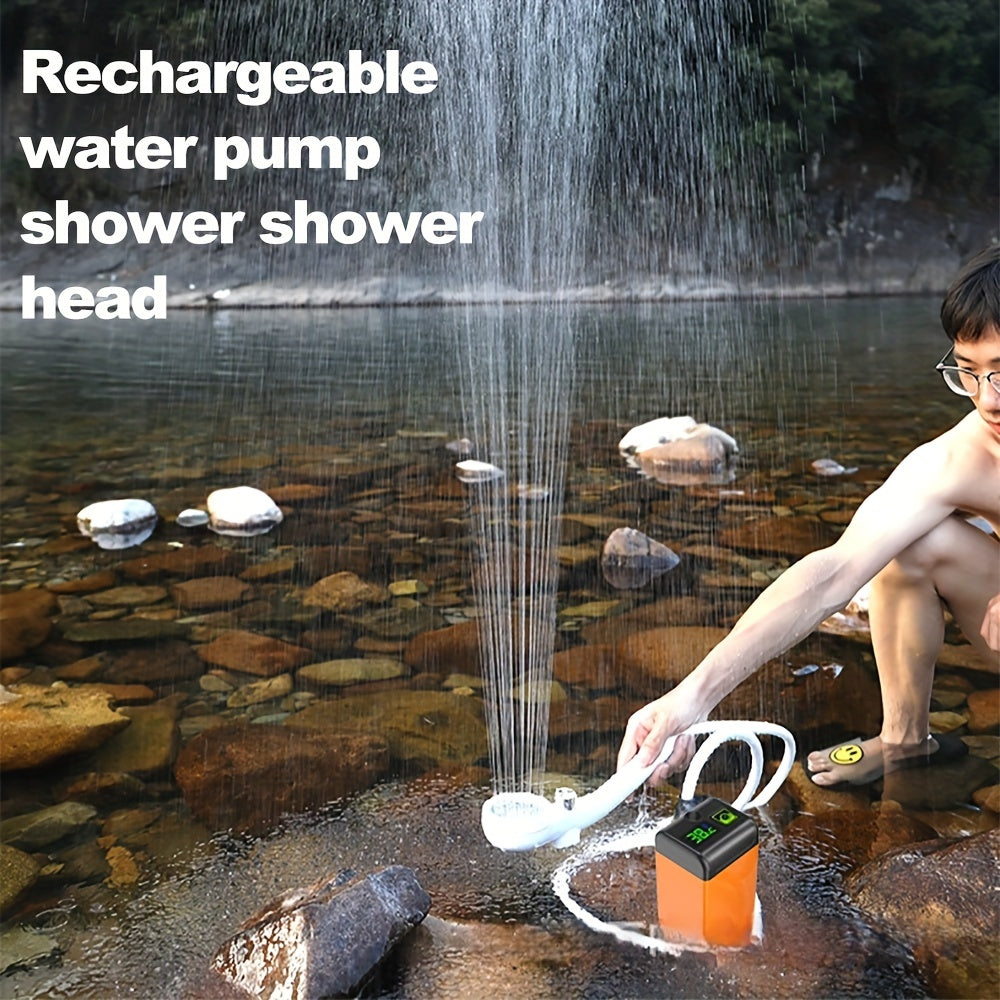 Portable outdoor shower head: 36V rechargeable, wall-mounted, rain shower, plastic, suitable for country dormitories and rural households