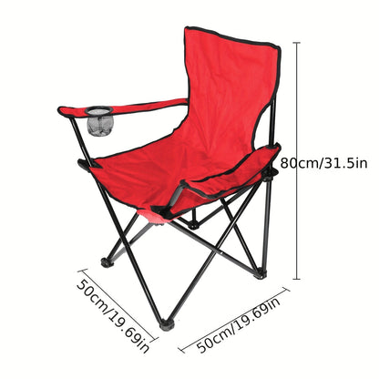 2pcs Camping Chairs, Portable, Outdoor with Drink Holder for Beach, BBQ, Fishing, Camping