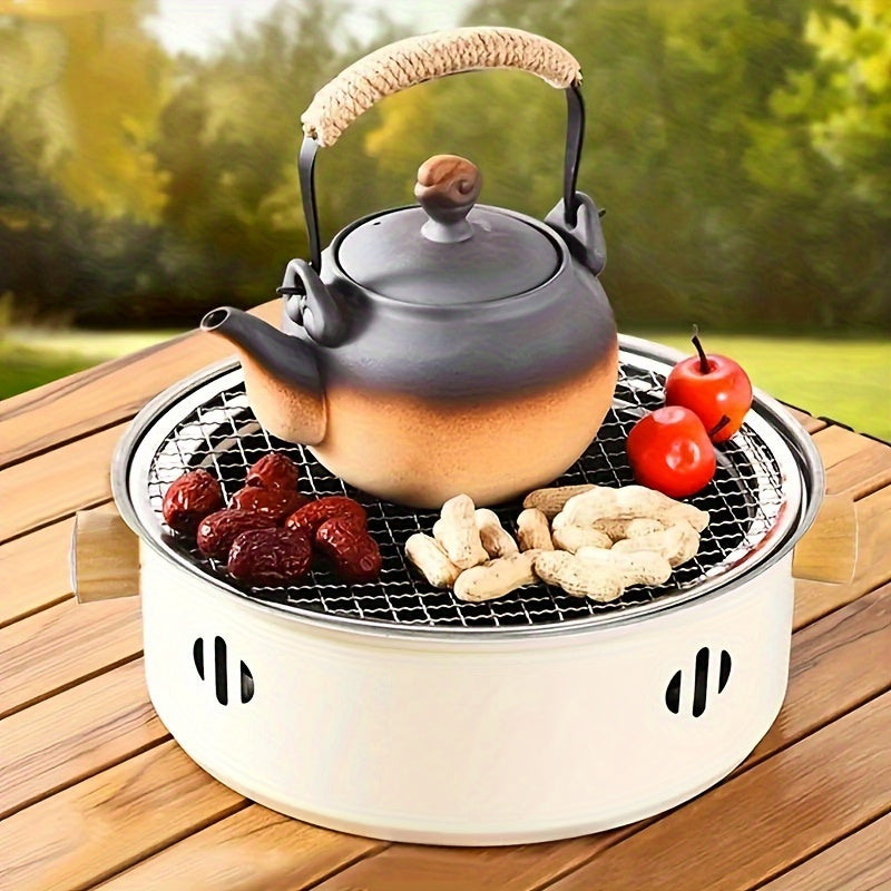 Portable Charcoal Barbecue Grill, Made of Stainless Steel, Ideal for Outdoor Camping.