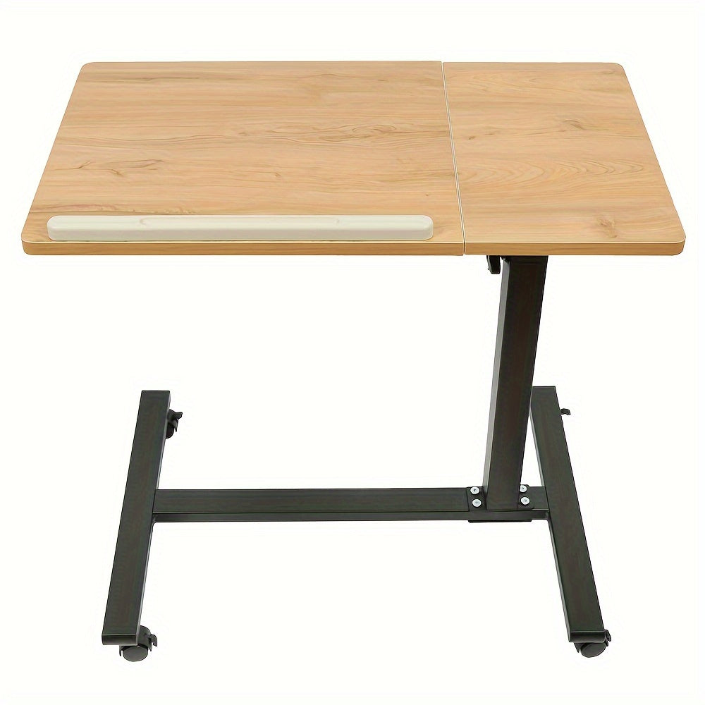 Laptop Desk, Height Adjustable Side Table (58-90) Tilt Table, Overbed Desk With 4 Casters For Home Office Computer Desk