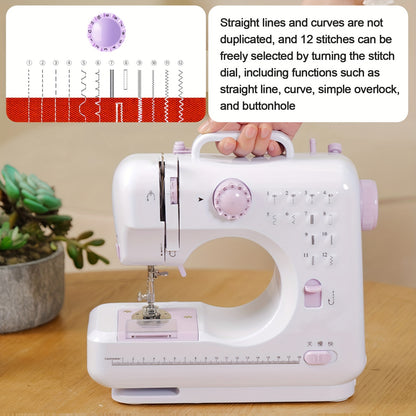 Electric Sewing Machine, 505A 12 Stitches Mini Household Double Thread Sewing Machine EU 220 V For Professional Beginners DIY Enthusiasts Sewing Machine