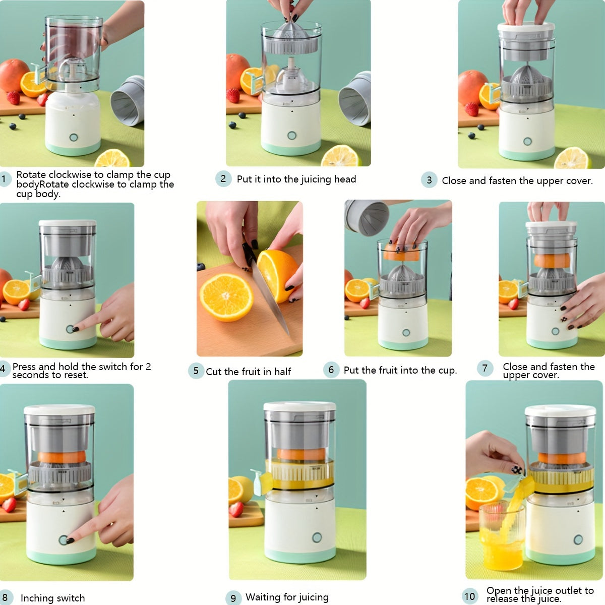 Portable Juicer with USB Charging, Mini Cordless Juice Extractor for Fresh Fruit Juice.