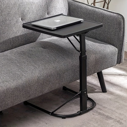 Laptop table, height adjustable table, bedside table, space-saving foldable storage, suitable for indoor and outdoor use, black