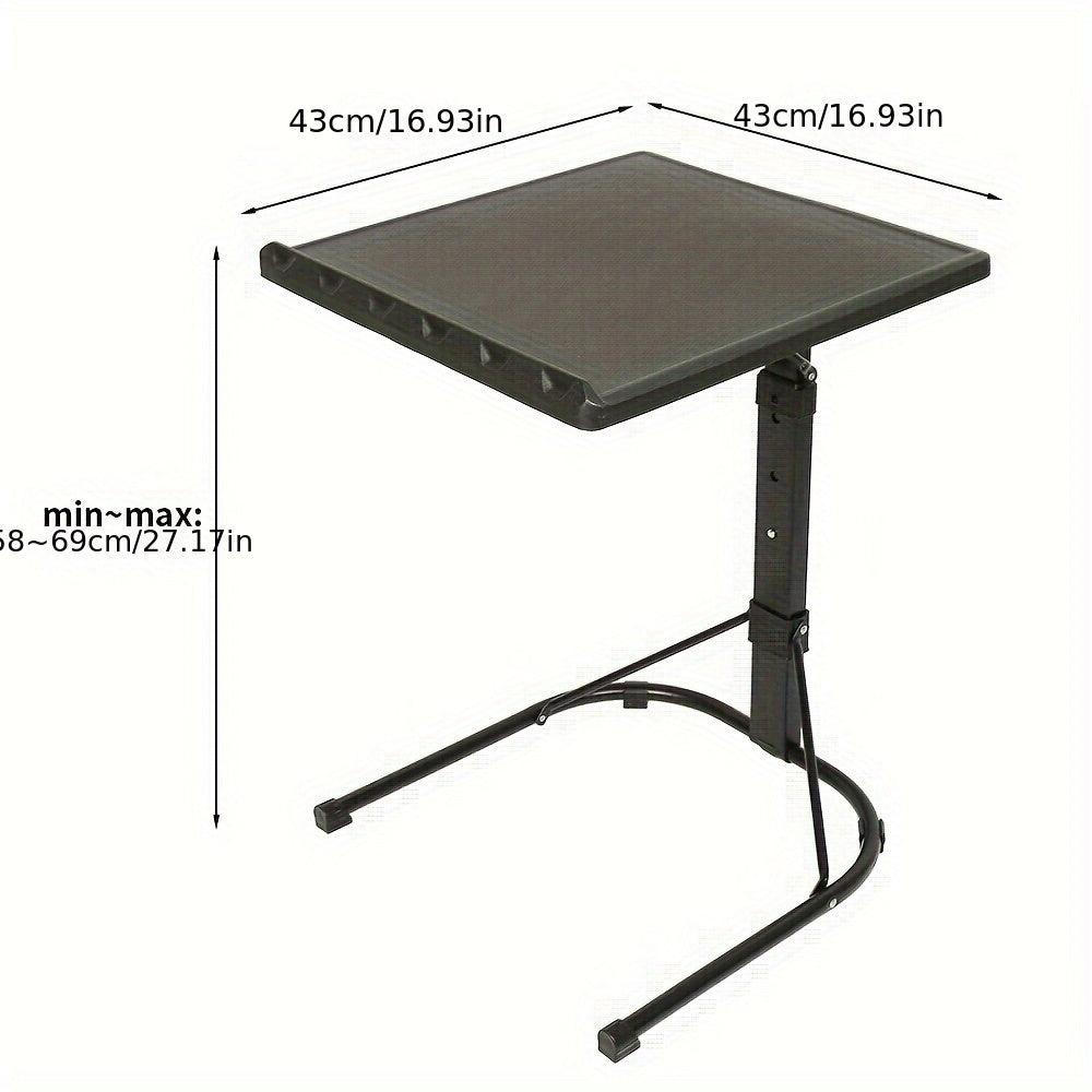 Laptop table, height adjustable table, bedside table, space-saving foldable storage, suitable for indoor and outdoor use, black